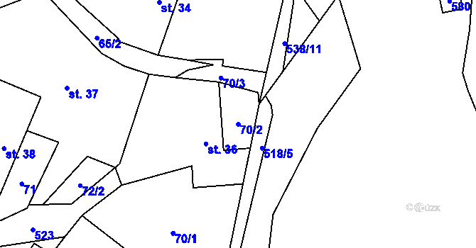 Parcela st. 70/2 v KÚ Leština u Světlé, Katastrální mapa