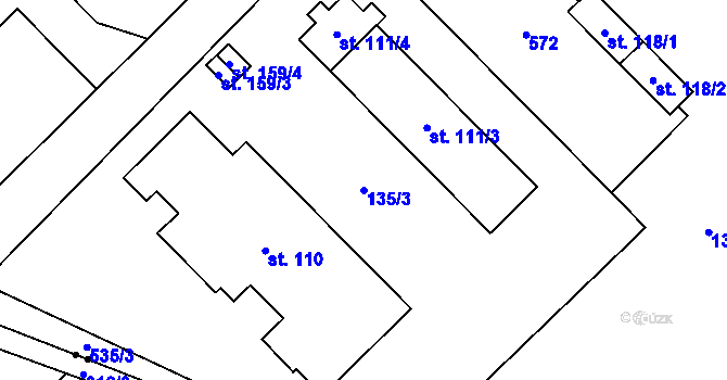 Parcela st. 135/3 v KÚ Leština u Světlé, Katastrální mapa