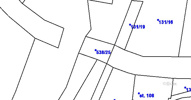 Parcela st. 538/25 v KÚ Leština u Světlé, Katastrální mapa