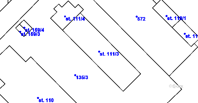 Parcela st. 111/3 v KÚ Leština u Světlé, Katastrální mapa