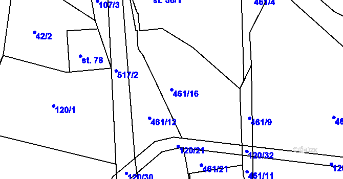Parcela st. 461/16 v KÚ Leština u Světlé, Katastrální mapa