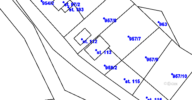 Parcela st. 113 v KÚ Leštinka, Katastrální mapa