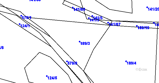 Parcela st. 189/3 v KÚ Kbelnice u Letin, Katastrální mapa