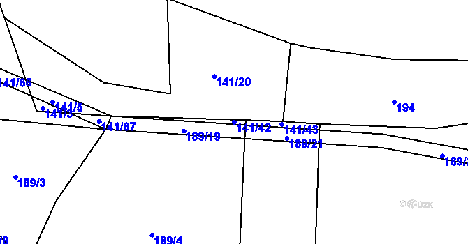 Parcela st. 141/42 v KÚ Kbelnice u Letin, Katastrální mapa