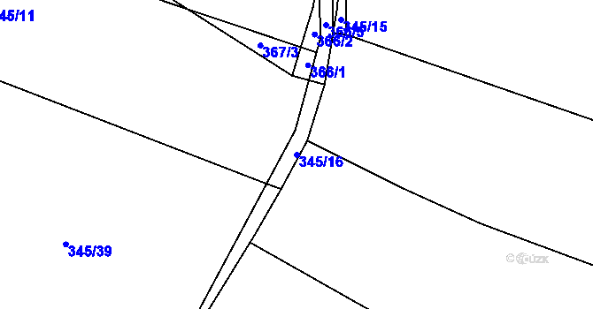 Parcela st. 345/16 v KÚ Kbelnice u Letin, Katastrální mapa