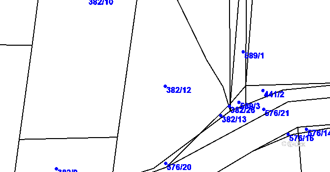 Parcela st. 382/12 v KÚ Kbelnice u Letin, Katastrální mapa