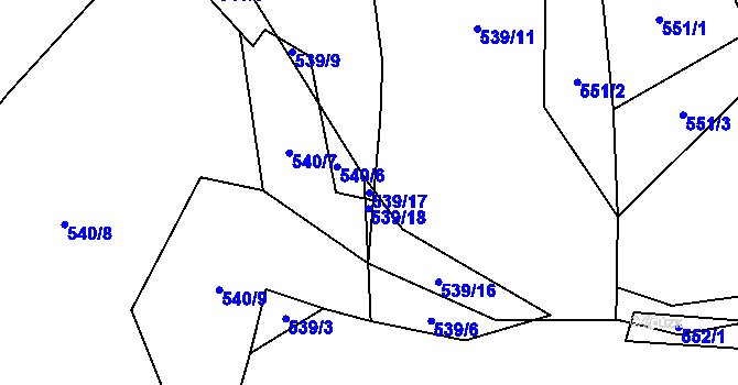Parcela st. 539/17 v KÚ Kbelnice u Letin, Katastrální mapa