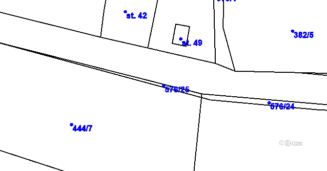 Parcela st. 576/25 v KÚ Kbelnice u Letin, Katastrální mapa