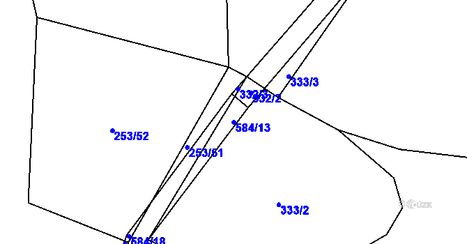 Parcela st. 584/13 v KÚ Kbelnice u Letin, Katastrální mapa