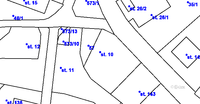 Parcela st. 10 v KÚ Letiny, Katastrální mapa