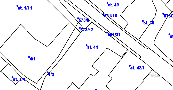 Parcela st. 41 v KÚ Letiny, Katastrální mapa