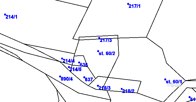 Parcela st. 60/2 v KÚ Letiny, Katastrální mapa