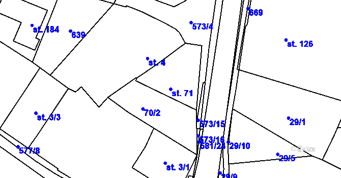 Parcela st. 71 v KÚ Letiny, Katastrální mapa