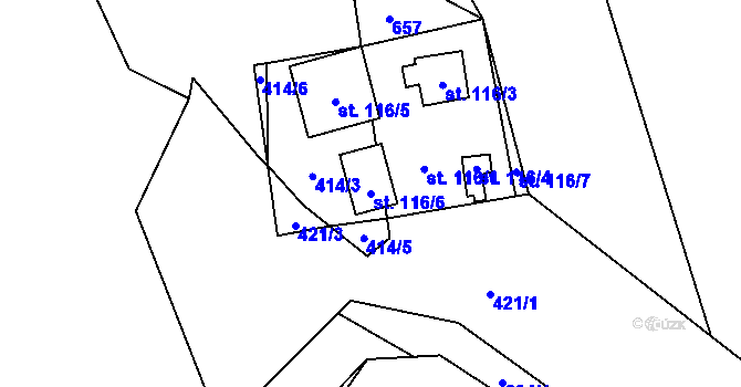 Parcela st. 116/6 v KÚ Letiny, Katastrální mapa