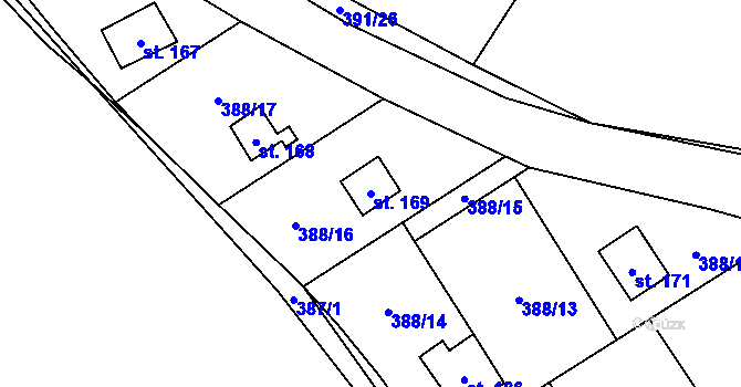 Parcela st. 169 v KÚ Letiny, Katastrální mapa