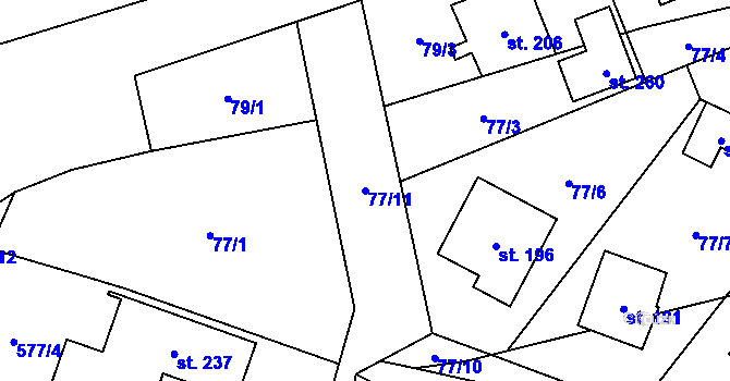 Parcela st. 77/11 v KÚ Letiny, Katastrální mapa