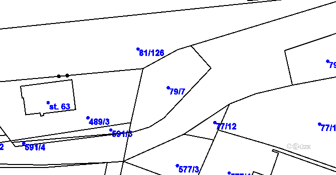 Parcela st. 79/7 v KÚ Letiny, Katastrální mapa