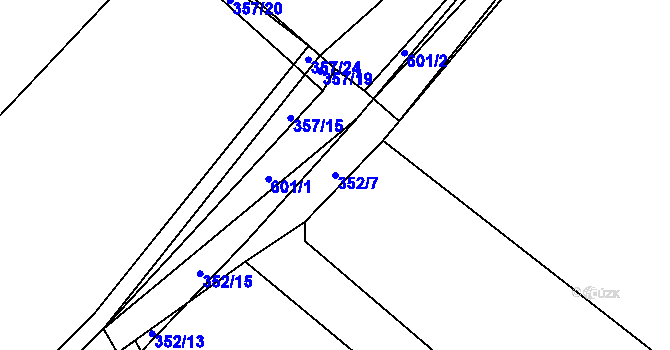 Parcela st. 352/7 v KÚ Letiny, Katastrální mapa