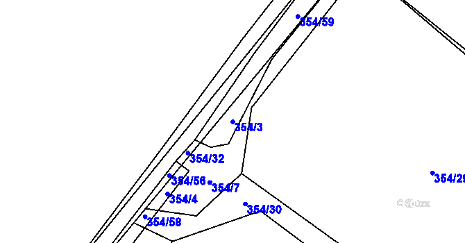 Parcela st. 354/3 v KÚ Letiny, Katastrální mapa