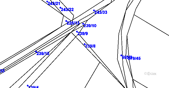 Parcela st. 239/8 v KÚ Letiny, Katastrální mapa