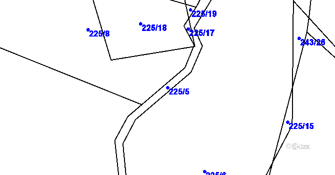 Parcela st. 225/5 v KÚ Letiny, Katastrální mapa