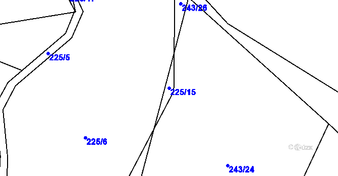 Parcela st. 225/15 v KÚ Letiny, Katastrální mapa