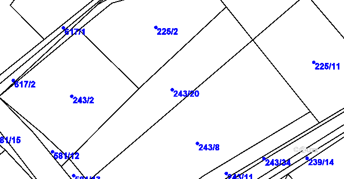 Parcela st. 243/20 v KÚ Letiny, Katastrální mapa