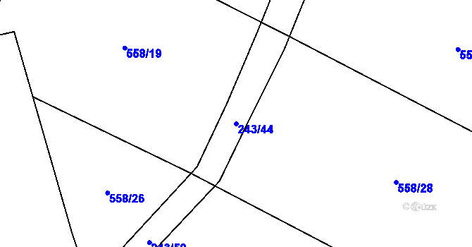 Parcela st. 243/44 v KÚ Letiny, Katastrální mapa