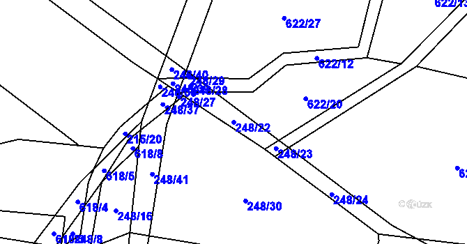 Parcela st. 248/22 v KÚ Letiny, Katastrální mapa