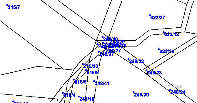 Parcela st. 248/37 v KÚ Letiny, Katastrální mapa