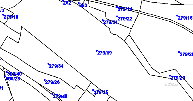 Parcela st. 279/19 v KÚ Letiny, Katastrální mapa