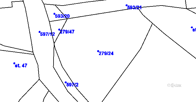 Parcela st. 279/24 v KÚ Letiny, Katastrální mapa