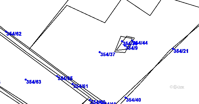 Parcela st. 354/37 v KÚ Letiny, Katastrální mapa