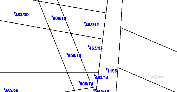 Parcela st. 463/13 v KÚ Letiny, Katastrální mapa