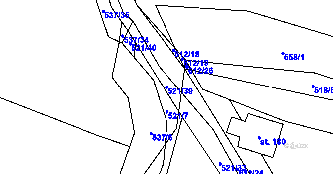Parcela st. 521/39 v KÚ Letiny, Katastrální mapa