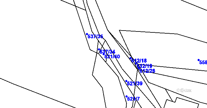 Parcela st. 521/40 v KÚ Letiny, Katastrální mapa