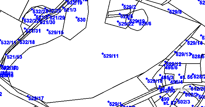 Parcela st. 529/11 v KÚ Letiny, Katastrální mapa