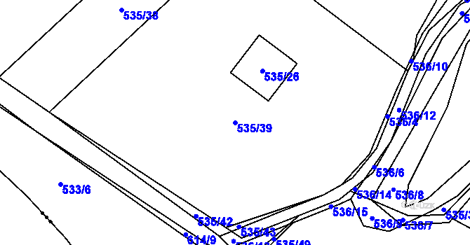 Parcela st. 535/39 v KÚ Letiny, Katastrální mapa