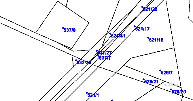 Parcela st. 537/27 v KÚ Letiny, Katastrální mapa