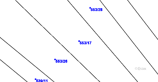 Parcela st. 553/17 v KÚ Letiny, Katastrální mapa