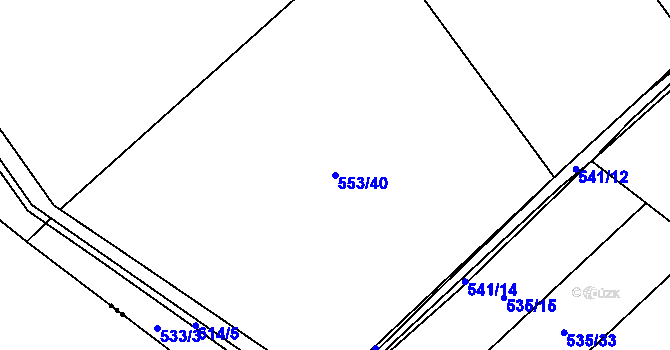 Parcela st. 553/40 v KÚ Letiny, Katastrální mapa