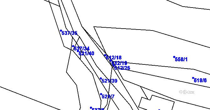 Parcela st. 612/18 v KÚ Letiny, Katastrální mapa
