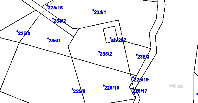 Parcela st. 235/2 v KÚ Letiny, Katastrální mapa