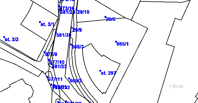 Parcela st. 665 v KÚ Letiny, Katastrální mapa