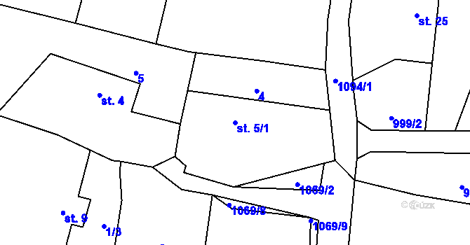 Parcela st. 5/1 v KÚ Svárkov, Katastrální mapa