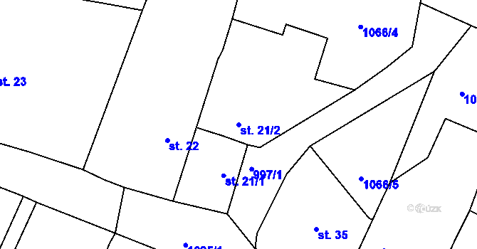 Parcela st. 21/2 v KÚ Svárkov, Katastrální mapa