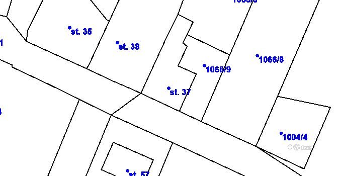 Parcela st. 37 v KÚ Svárkov, Katastrální mapa