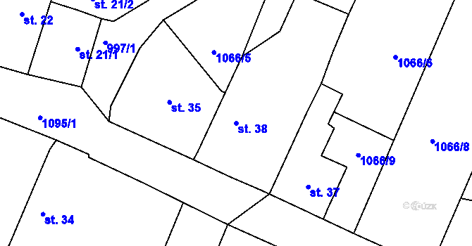 Parcela st. 38 v KÚ Svárkov, Katastrální mapa