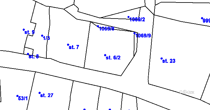 Parcela st. 6/2 v KÚ Svárkov, Katastrální mapa