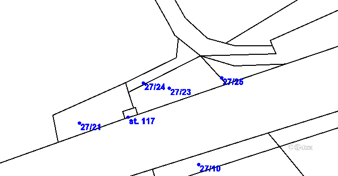 Parcela st. 27/23 v KÚ Letkov, Katastrální mapa